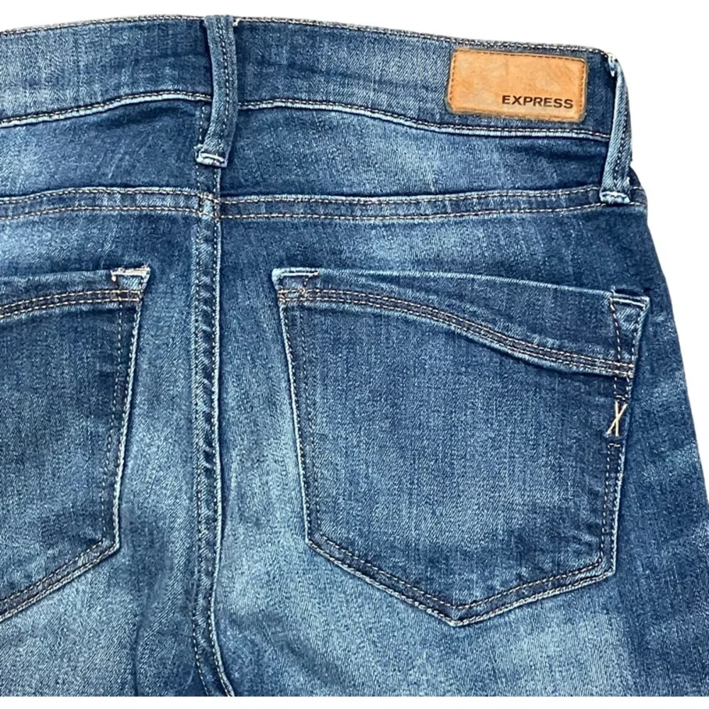 EXPRESS Mid Rise Legging Jeans Womens Sz 4R Med Wash Blue Stretch Denim Skinny - Picture 7 of 13